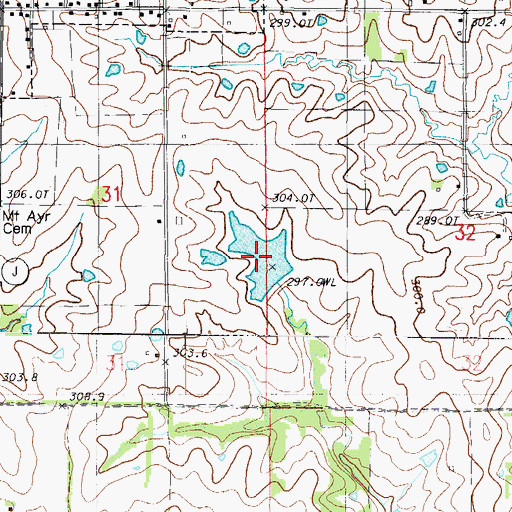 Topographic Map of Walton Lake, MO