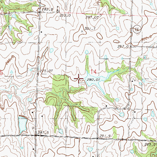 Topographic Map of Grindstone-Lost-Muddy Creek Watershed Dam A-33, MO