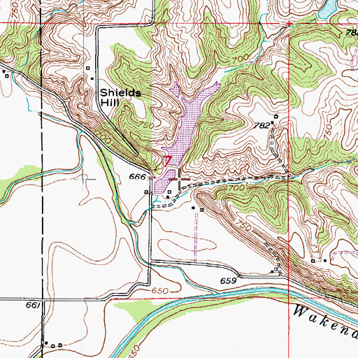 Topographic Map of Cooks Lake Dam, MO