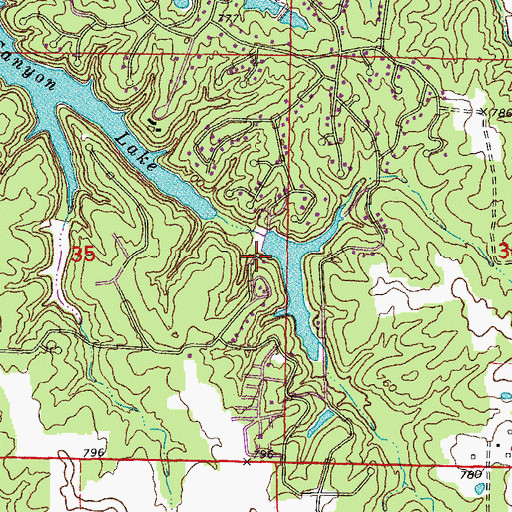 Topographic Map of Canyon Lake Upper Dam, MO