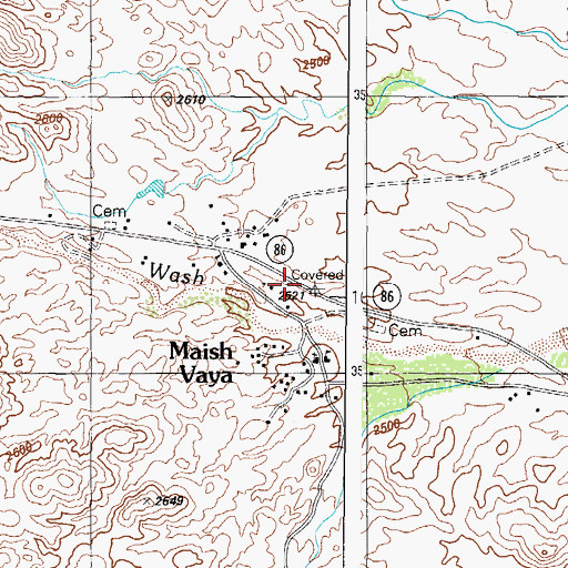 Topographic Map of Maish Vaya, AZ