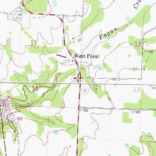Topographic Map of West Point School (historical), AR