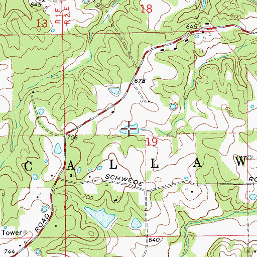 Topographic Map of Belmont Aprill Lake, MO
