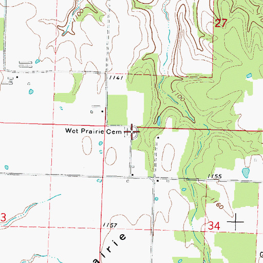 Topographic Map of Wet Prairie Church (historical), AR