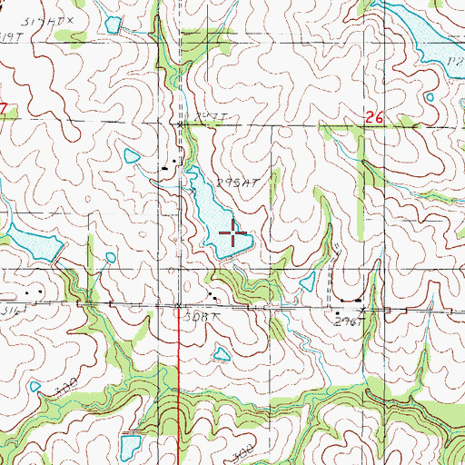 Topographic Map of Panther Creek Watershed Dam B-13, MO