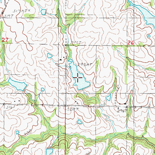Topographic Map of D Butin Lake, MO