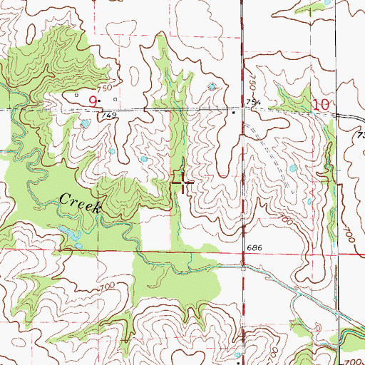 Topographic Map of Miller Lake, MO