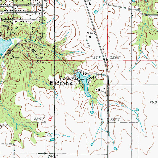 Topographic Map of Lake Wittona Dam, MO