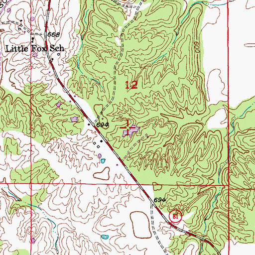 Topographic Map of Hiller Lake Dam, MO