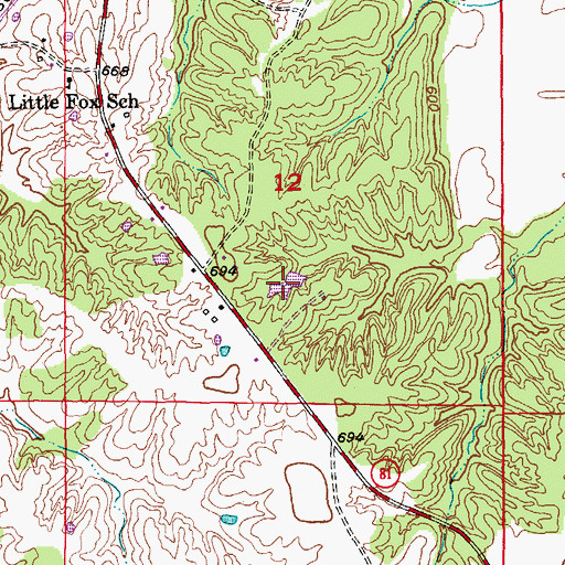 Topographic Map of Y Hiller Lake, MO