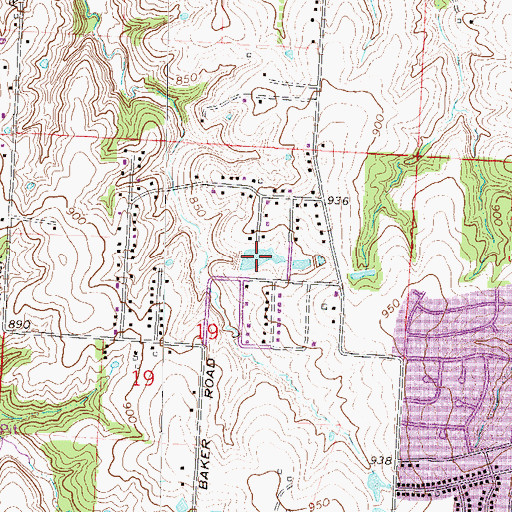 Topographic Map of Number 95 Lake, MO