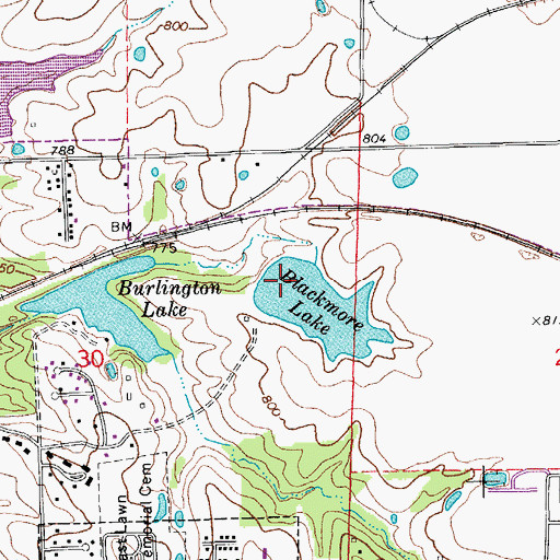 Topographic Map of Blackmore Lake Dam, MO