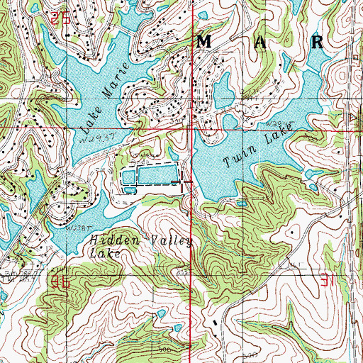 Topographic Map of Twin Lake Dam, MO
