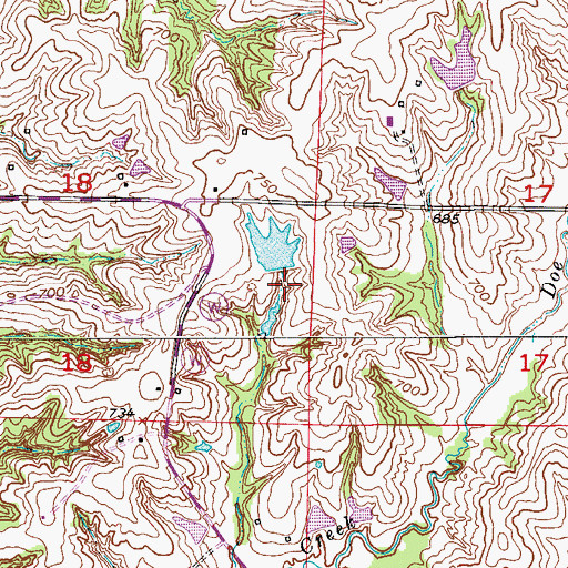 Topographic Map of Johnmeyer Lake Dam, MO