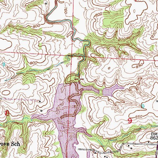 Topographic Map of Little Sni-A-Bar Watershed Structure Number 1-S Dam, MO