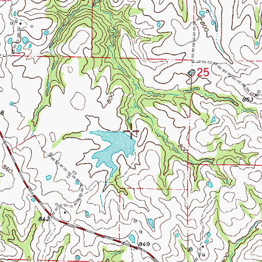 Topographic Map of Collins Lake Dam, MO