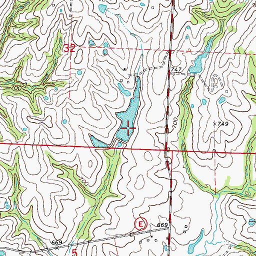 Topographic Map of Strodtman Lake Dam, MO