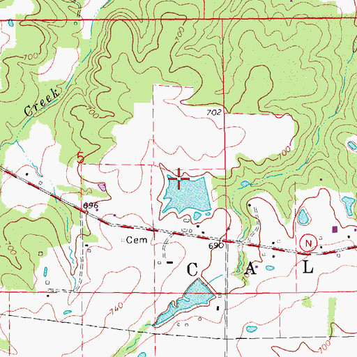 Topographic Map of Thompson Lake Dam, MO