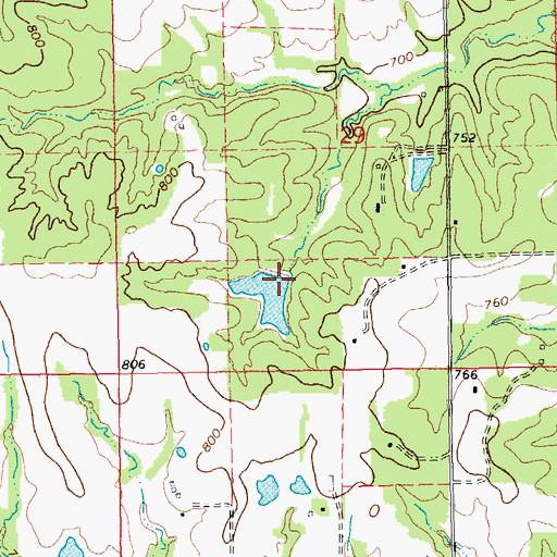 Topographic Map of Lawson Lake Dam, MO