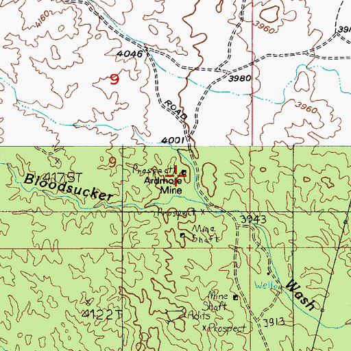 Topographic Map of Ardmore Mine, AZ