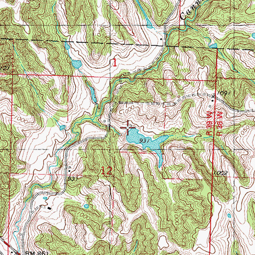 Topographic Map of Gordan Lake Dam, MO