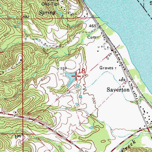 Topographic Map of Treats Dam, MO