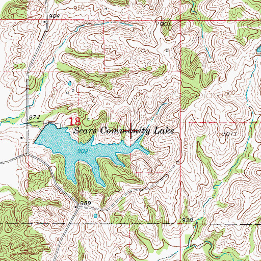 Topographic Map of Sears Community Lake Dam, MO