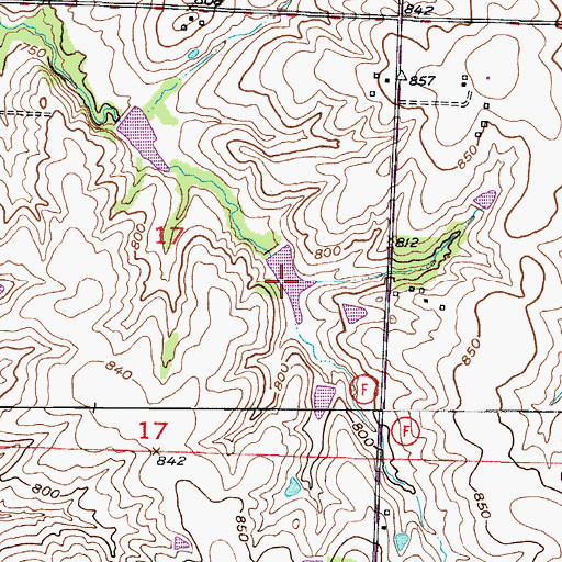 Topographic Map of Ritter Lake, MO