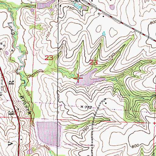 Topographic Map of Tabo Creek Watershed Structure A-21 Dam, MO