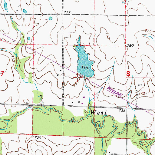 Topographic Map of Foree Lake Dam, MO