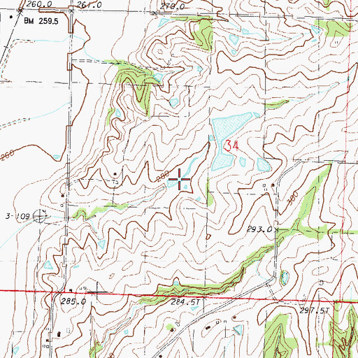 Topographic Map of Wales Lake, MO
