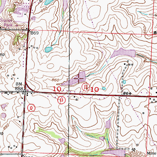 Topographic Map of Carter Lake Section 10 Upper Dam, MO