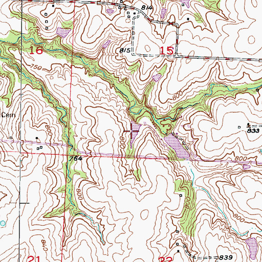 Topographic Map of Odessa Hills Lake, MO