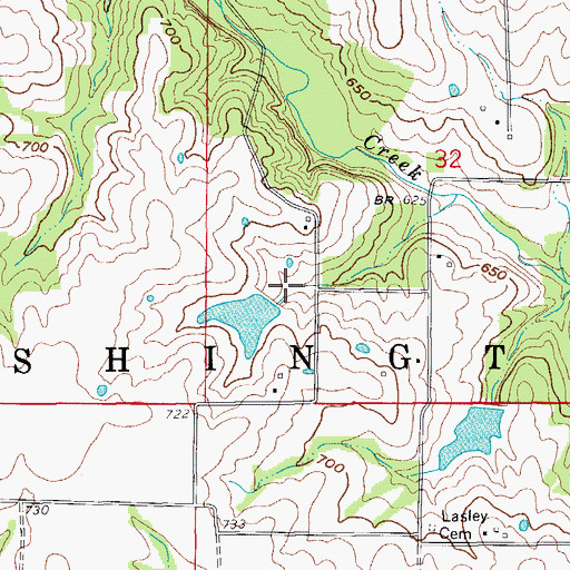 Topographic Map of Dodge Lake Section 32 Dam, MO