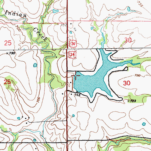 Topographic Map of Monroe City South Lake Dam, MO