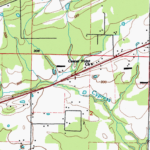 Topographic Map of Center Point, AR