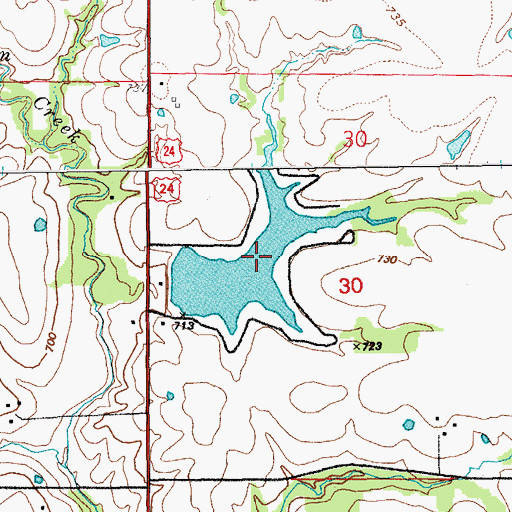 Topographic Map of Monroe Lake B, MO