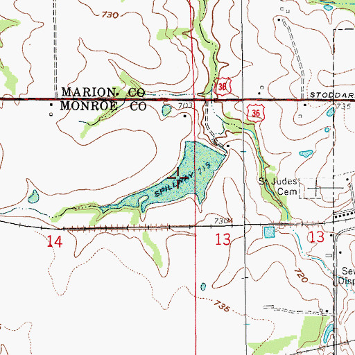 Topographic Map of Monroe Lake A, MO