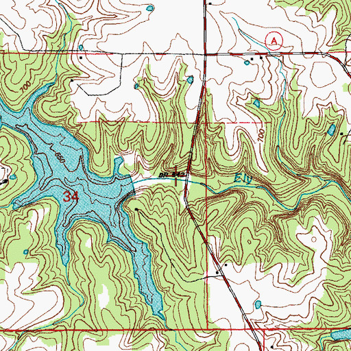 Topographic Map of Monroe City Lake, MO