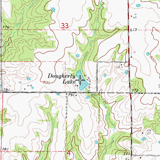 Topographic Map of Dougherty Lake, MO