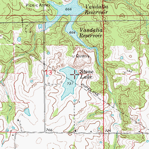 Topographic Map of Morris Dam, MO