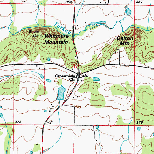 Topographic Map of Cross Roads School (historical), AR