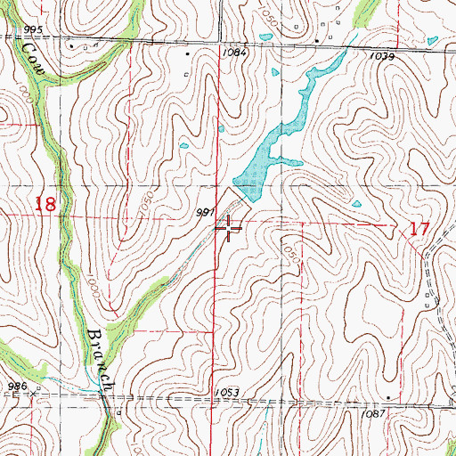 Topographic Map of Broady Lake Dam, MO