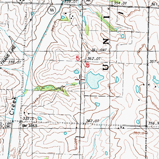 Topographic Map of Wilson Lake Dam, MO