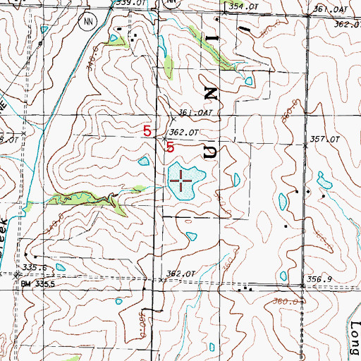 Topographic Map of Wilson Lake, MO