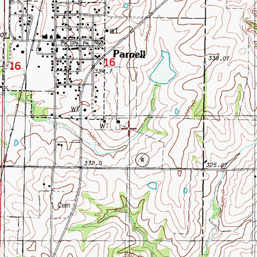 Topographic Map of Ponder Dam, MO
