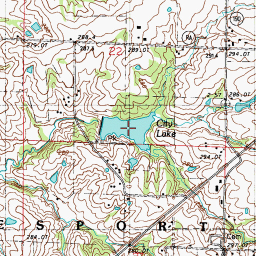 Topographic Map of City Lake, MO