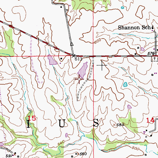 Topographic Map of Keller Lake Dam, MO