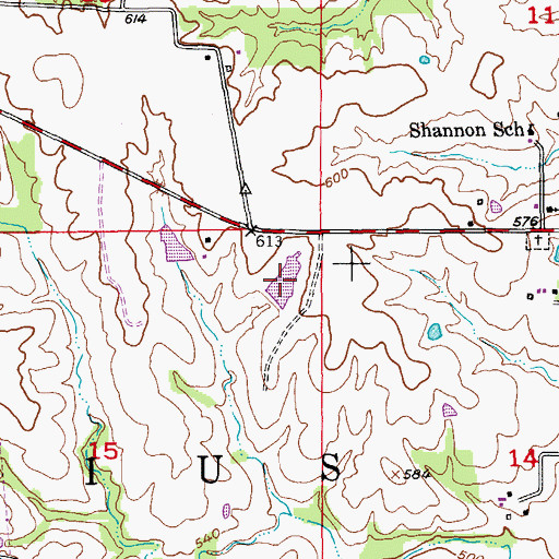 Topographic Map of C B Keller Lake, MO