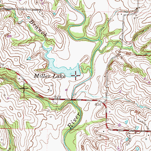 Topographic Map of Mononame 163 Dam, MO